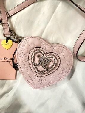 Juicy Couture Mini Pink Heart Crossbody Coin Purse/Bag